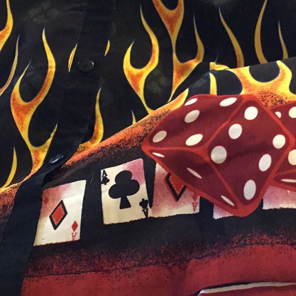 Las Vegas Flaming dice Poker shirt Size L - Picture 5 of 5